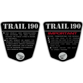 Honda CT70 KO Style "Trail 190" Frame Side Decals, Smaller for Icebear Champion