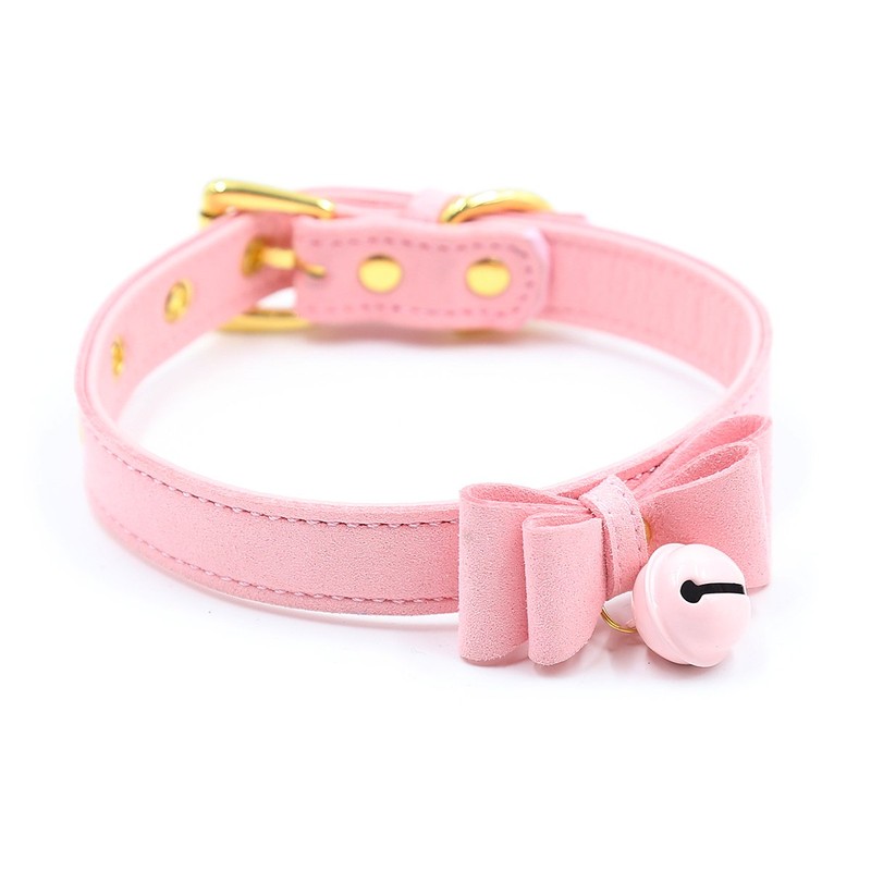Succuba Pink Bell Choker Collar Necklace Lolita Bow Collar Cat
