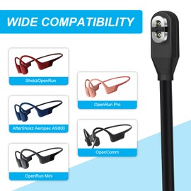 Toxaoii Replacement Magnetic Charging Cable Compatible with AfterShokz Aeropex AS800, OpenCommASC100SG, OpenRun Mini, OpenComm, OpenRun Pro Fast Charging Cable for Bone Conduction Headphones