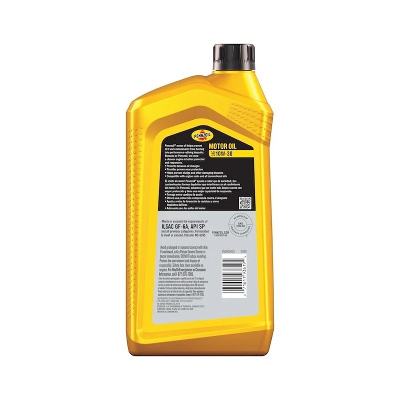 Pennzoil 1 Quart 10W-30 Motor Oil for Gasoline Engines with