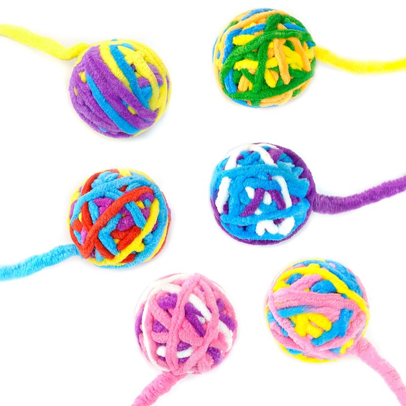 CHIWAVA 6 Pack 20" Woolen Yarn Cat Toys Ball with