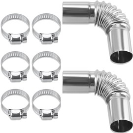 2 Pcs 24mm Diesel Heater Exhaust Pipe with 6 Clamps, Stainless Steel Diesel Air Heater Exhaust Pipe Tube Elbow Connector Accessories for Eberspacher Webasto Car Boat Heater Parts