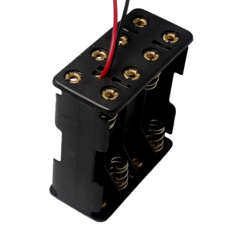 8-AAA Battery Spring Clip Holder Case Plastic Box Tow Layers