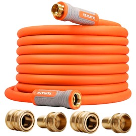 YAMATIC Garden Hose 5/8 in x 40 ft, Ergonomic Swivel Fittings, Burst 600 PSI, Heavy Duty, Flexible and Lightweight Water Hose with 2 Set Quick Connect