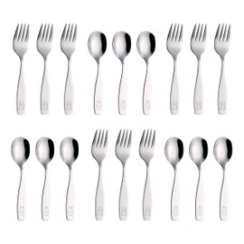 ANNOVA Kids Silverware 18 Pieces Children's Safe Flatware Set - Children Forks, Children Tablespoons, Toddler Utensils, Metal Cutlery Set for LunchBox (Stainless Steel, 18 Forks & Spoons)