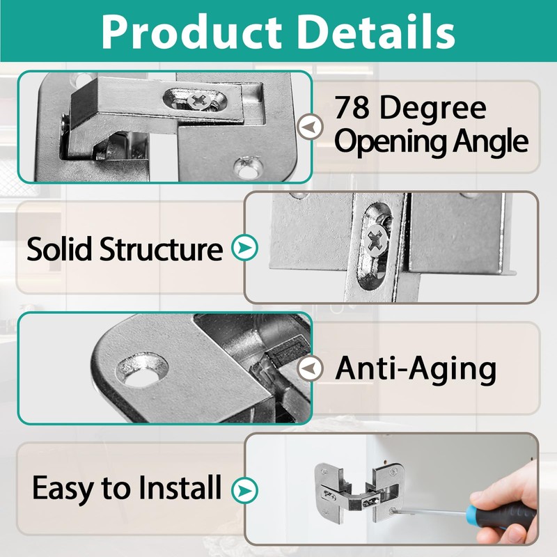 2 Pcs 343.90.710 Pie Cut Corner Hinge - 78 Degree