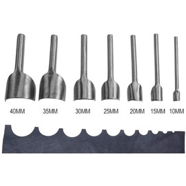 TF Leather Punch Set with 7 Half Round Cutters 10-40mm High Carbon Steel Alloy Steel Silver