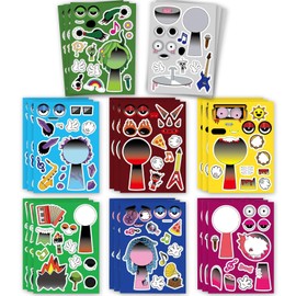 Sprunki Make Your Own Face Stickers for Kids - 24 Sheets Reusable Cartoon Stickers, Classroom Crafts & Party Favours (24pcs Body+Facial Stickers)