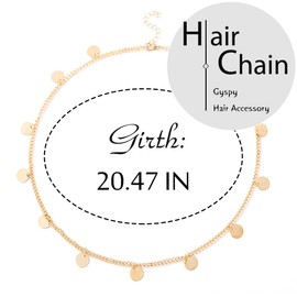 Edary Boho Sequin Head Chain Gold Tassel Headdress Prom Festival Forehead Chain Wedding Belly Dancer Hair Jewellery for Women and Girls