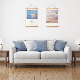 Magnetic Poster Frame Hanger, Natural Teak, Wooden Poster Hanger for Artwork Wall Hanging Kids Paintings, Maps, Scrolls, Canvas Works (21CM)