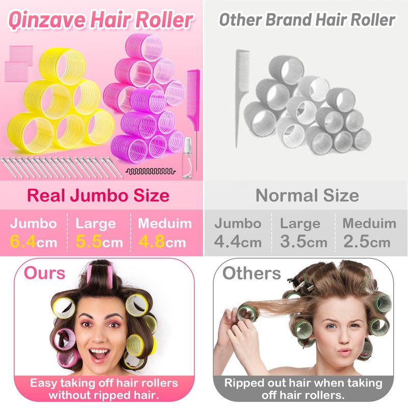41 Pcs Jumbo Hair Curlers Rollers with Clips Big Hair