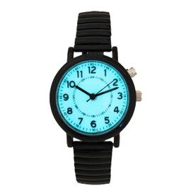 Mens Ladies 32mm Light Up Night Light Stretch Elastic Band Fashion Watch (Two Tone)