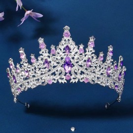 Unbranded Silver Tiara Lavender purple gems Crown  Princess Queen bridal real metal pink