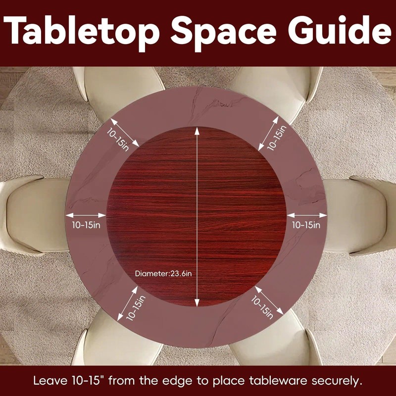 23.6 Inch Walnut Wood Lazy Susan for Tabletop, Large Lazy