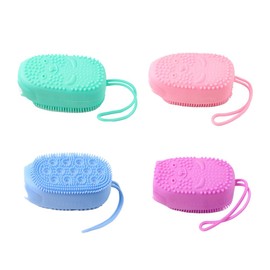 Ximimark 4pc Double-Sided Silicone Bath Brush for Deep Exfoliation and Thorough Skin Cleansing - Delivers A Soft and Gentle Massage for A Revitalized Complexion - Ideal Bathroom Accessory