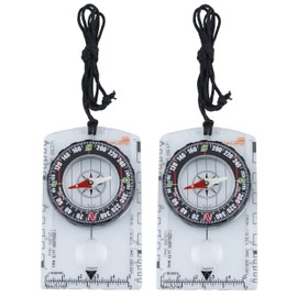 AceCamp 2 x Compass Outdoor Premium Portable Map Compass with Function, Navigation Tools for Camping, Hiking, Transparent, Twin Pack 3128