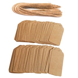 Awtlife 120pcs Kraft Paper Labels with 120pcs Jute Twine 4.5cm × 9.5cm Kraft Paper Labels