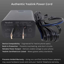 Yealink PS5V2000US Power Supply Adapter 5V 2A - Compatible with Yealink SIP Phones: T54W, T29G, T46S, T46U, T48S, T48U, T52S, T54S, T56A, T58V, T58A, Bundle with Global Teck Microfiber Cloth