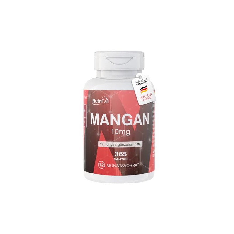 Manganese 10mg - 365 Tablets - Trace Element for Connective
