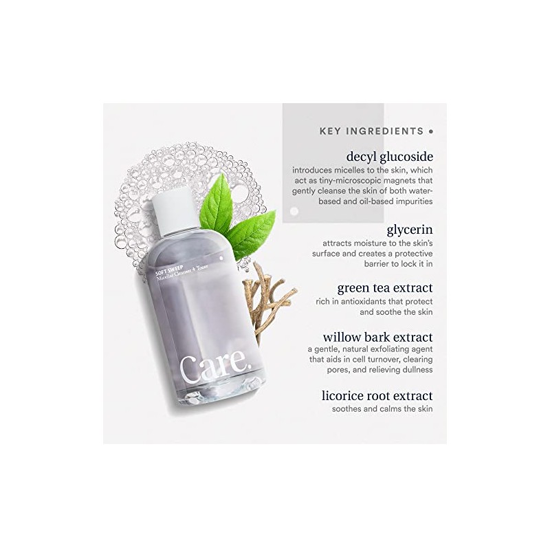 Care Skincare Soft Sweep Limpiador Micelar + Tóner, 8.0 Ounce