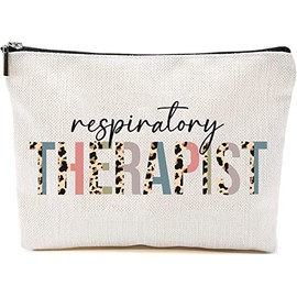HTDesigns Respiratory Therapist Cosmetics Bag - Leopard Respiratory Therapist Makeup Bag - Gifts For Respiratory Therapist - Respiratory Therapist Birthday Gift - Cosmetic Travel Pouch Bag