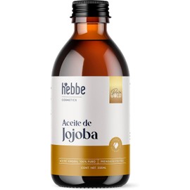HEBBE Aceite De Jojoba 250 ml Orgánico Prensado En Frío Para Cabello Y Piel Hidratante Facial Para Piel Mixta Y Grasa Regula Sebo Fortalece Cabello