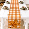 Fall Table Runner Maple Leaves Buffalo Plaid Autumn Thanksgiving Table