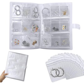 288 Grids Transparent Jewelry Storage Book - Comes with 100 Zipper Bags. Portable Travel Jewelry Organizer for Rings, Necklaces, and Bracelets