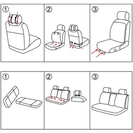 MAGQOO Universal PU Leather Car Seat Cover Full Set 5-Seat Front&Rear Cushions Full Seat with Pillows Fit for SUV Truck Van Year Round Use (Black/White Line)