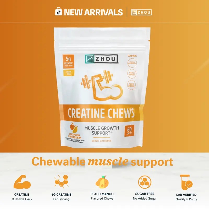 Creatine Monohydrate Chews for Adults – 5g Workout Support with