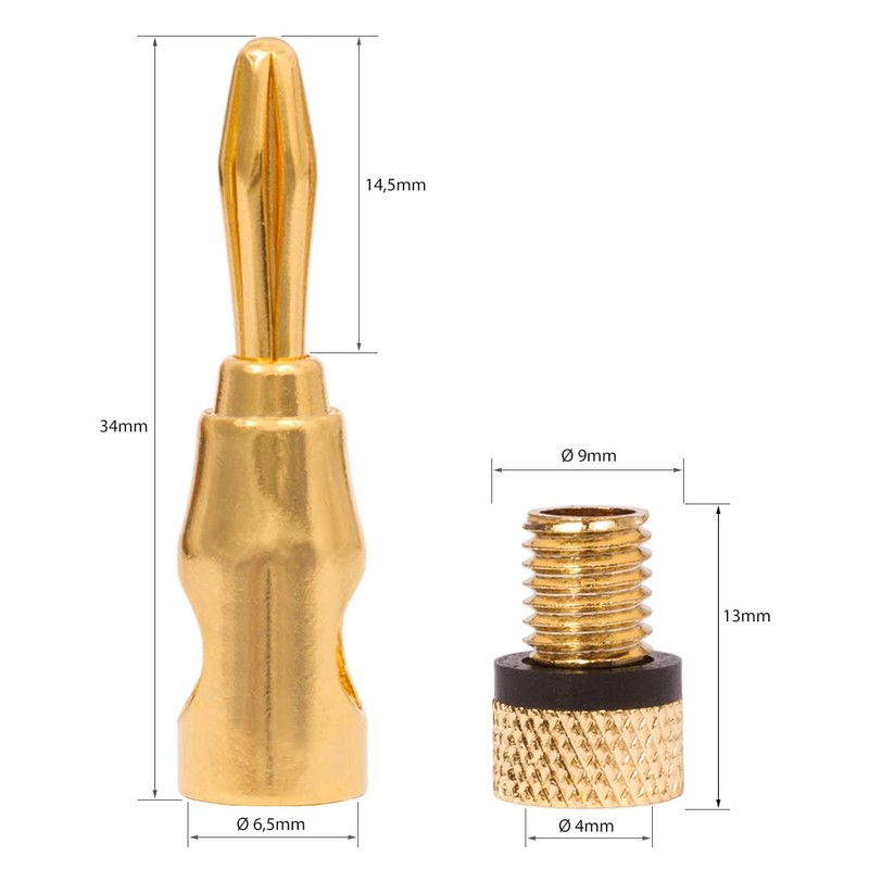 NAUC Banana Plug Banana Plug 24K Gold-Plated Screwable 4 Pieces