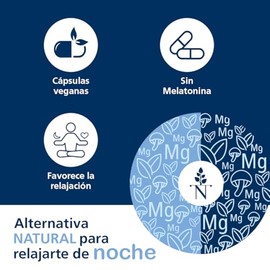 Nativa 5 MAGNEZZZIUM | GLICINATO DE MAGNESIO Quelado +Hongo REISHI + L-TEANINA + GABA | Suplemento Natural para DORMIR BIEN, Sueño Profundo Sin Melatonina|Ingredientes Certificados 60 Cápsulas Veganas