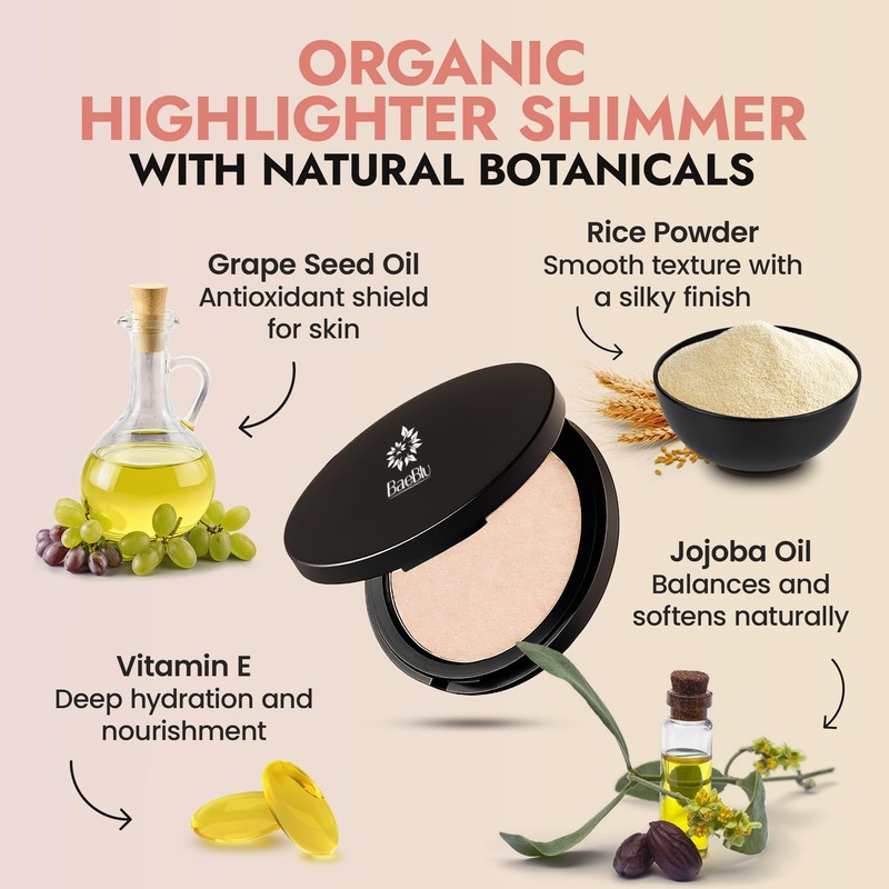 Organic Highlighter Makeup Powder, Diamond Dust - Talc-Free, Lightweight &