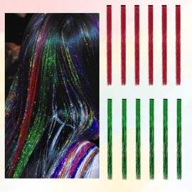 BARSDAR Highlights Pack of 12 Coloured Hair Extensions, 55 cm, Straight, Long Hairpieces, Coloured Hair Strands for Clip-In Hair Extensions, for Children and Women