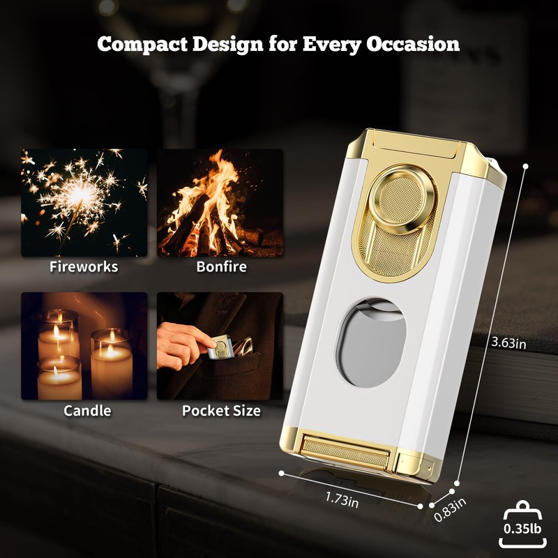 5-in-1 Torch Lighter with Triple Jet Flame, Straight Tool, Holder,
