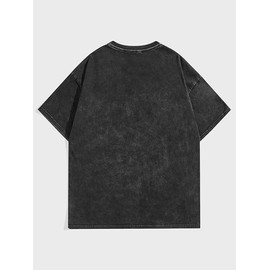 Qualitup Spider Letter Graphic T-Shirt Men’s Hip Hop Streetwear Oversized Tee Harajuku Casual Y2k Cotton Shirt (Black,Large)