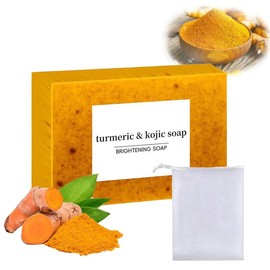 Miaofutong Turmeric & Kojic Acid Brightening Soap, Dark Spot Remover, Kojic Acid Soap Bar, Body Wash Lemon Moisturizing Gentle for Daily Skin Care Body Care Cleanser Comfort Cleansing Gel Foam - Specification: 1*Soap+1*Foaming