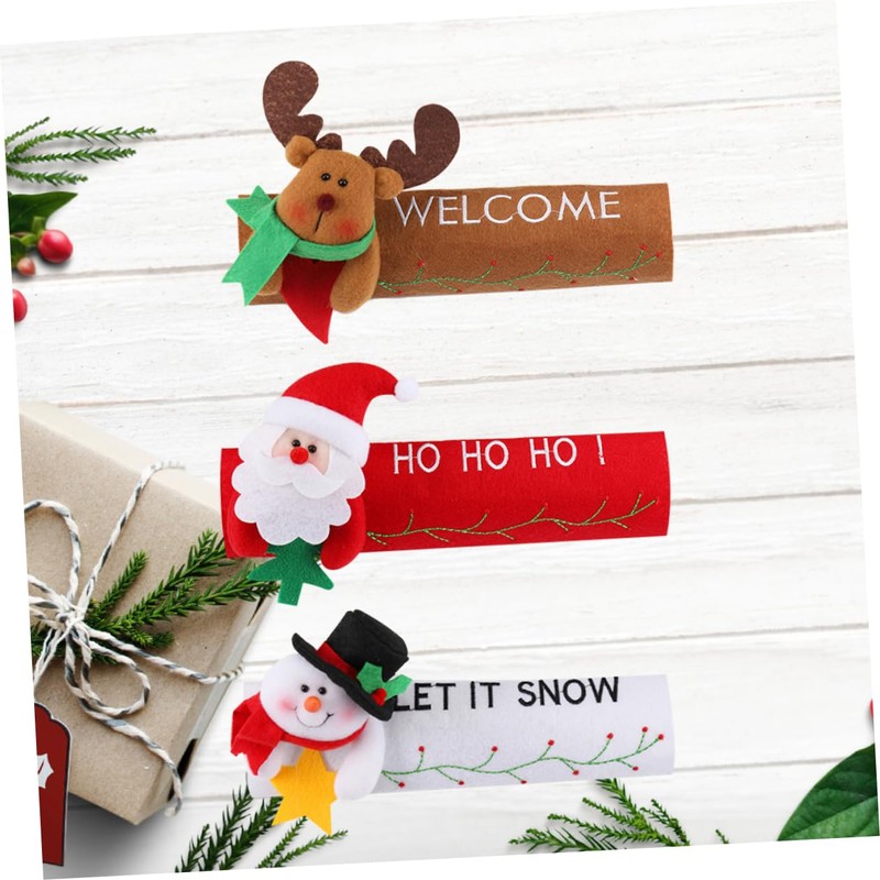 Hohopeti Christmas Storage 3 Pack Iridescent Snowman Refrigerator Handle Covers
