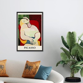 Framed Picasso Canvas Wall Art Abstract Paintings, Mid Century Modern Colorful Art Prints for Living Room Hallway Bedroom Wall Decor 16x24 Inch