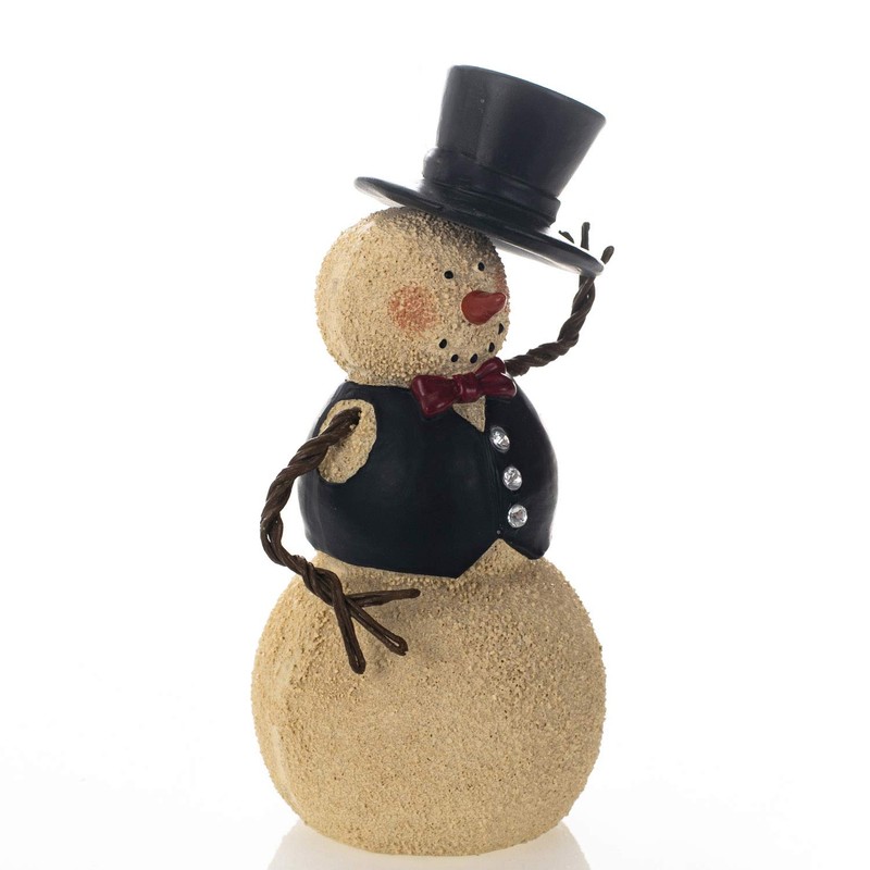 Elanze Designs Mr. Snowman Winter White 8 inch Resin Stone