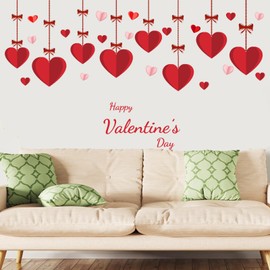 Valentine's Day Love Wall Decals Hanging Large Heart Romance Wall Stickers Removable Peel and Stick Art Murals for Window Clings Bedroom Living Room Office Home Playroom Party Decor (Love)