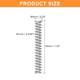 QUARKZMAN Pack of 5 Compression Springs, 1 x 6 x 50 mm Compression Springs, Spring Springs, Coil Springs, Steel Springs, 304 Stainless Steel, Silver