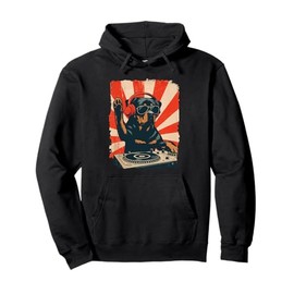 Rottweiler DJ House Music Retro Dog Lover Pullover Hoodie