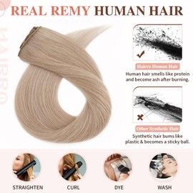 Hairro Clip in Hair Extensions Human Hair 18 Inch 70g Thin Standard Weft 5 Pcs 12 Clips Clip on Human Gray Hairpieces Silky Straight for Women Beauty #022 Champagne