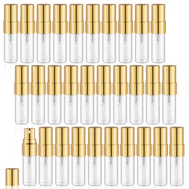 30 Pack Empty Mini Glass Spray Bottle Refillable Fine Mist Perfume Atomizer Portable Travel Sample Spray Bottles Containers For Perfume Essential Oils Cosmetics Liquid (clear bottle, 3ml)