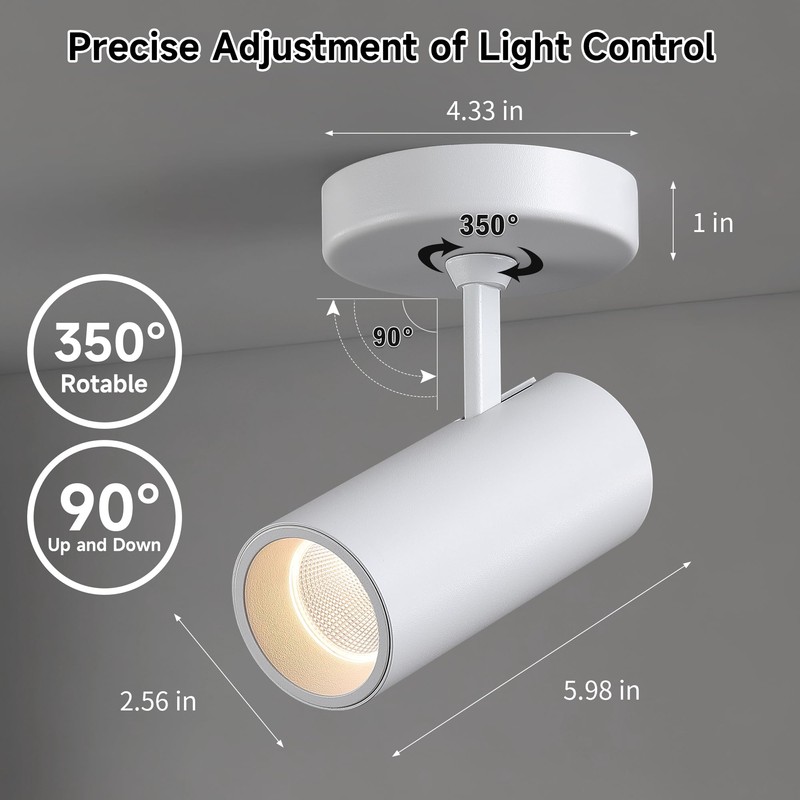 Opulux 12W LED Dimmable Ceiling Spotlight Indoor - Adjustable Wall