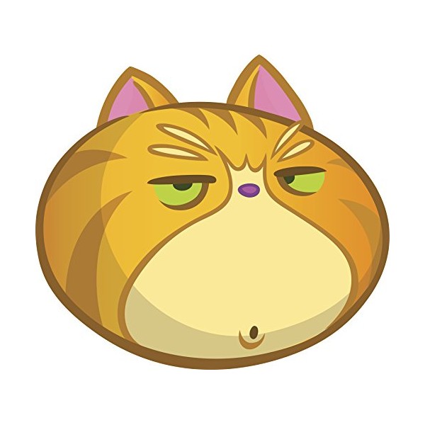 Cute Derpy Angry Orange Stripe Kitty Cat Cartoon Vinyl Sticker