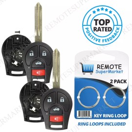 RemoteSuperMarket 2 Replacement For Nissan CWTWB1U751 Remote Shell Case Pad Uncut Key Blade 4B