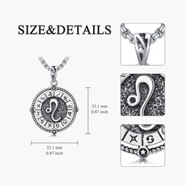 ROMANTICWORK Leo Zodiac Necklace 12 Constellation Horoscope Astrology Pendant Necklace 925 Sterling Silver Zodiac Sign Jewellery Gifts for Men Women