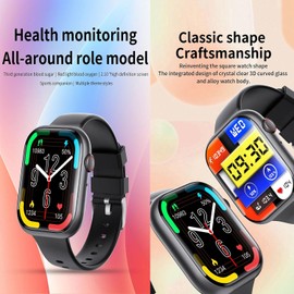 Genérico Reloj Medidor Glucosa En Sangre, 2.1" ECG Reloj Inteligente con Glucemia, SOS Llamadas, 100 + Deportes, Monitor de Ritmo Cardíaco, Presión, Glucometro(Gris)